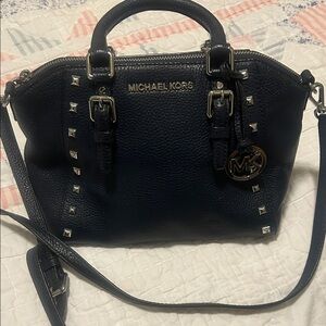 Michael Kors Navy Satchel with Silver Accents